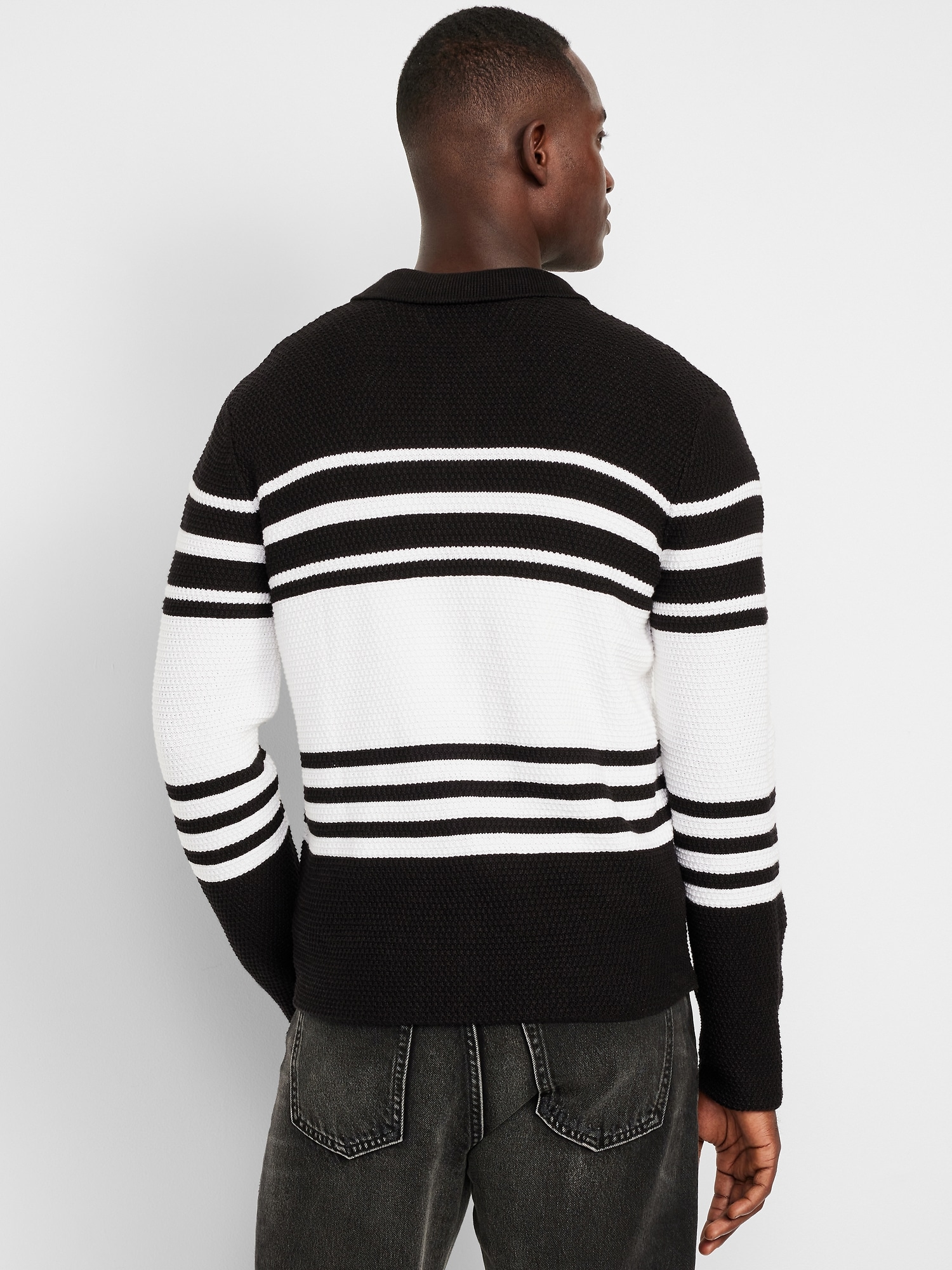 Long-Sleeve Collar Polo Sweater