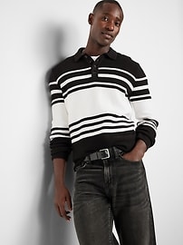Image number 1 showing, Long-Sleeve Collar Polo Sweater