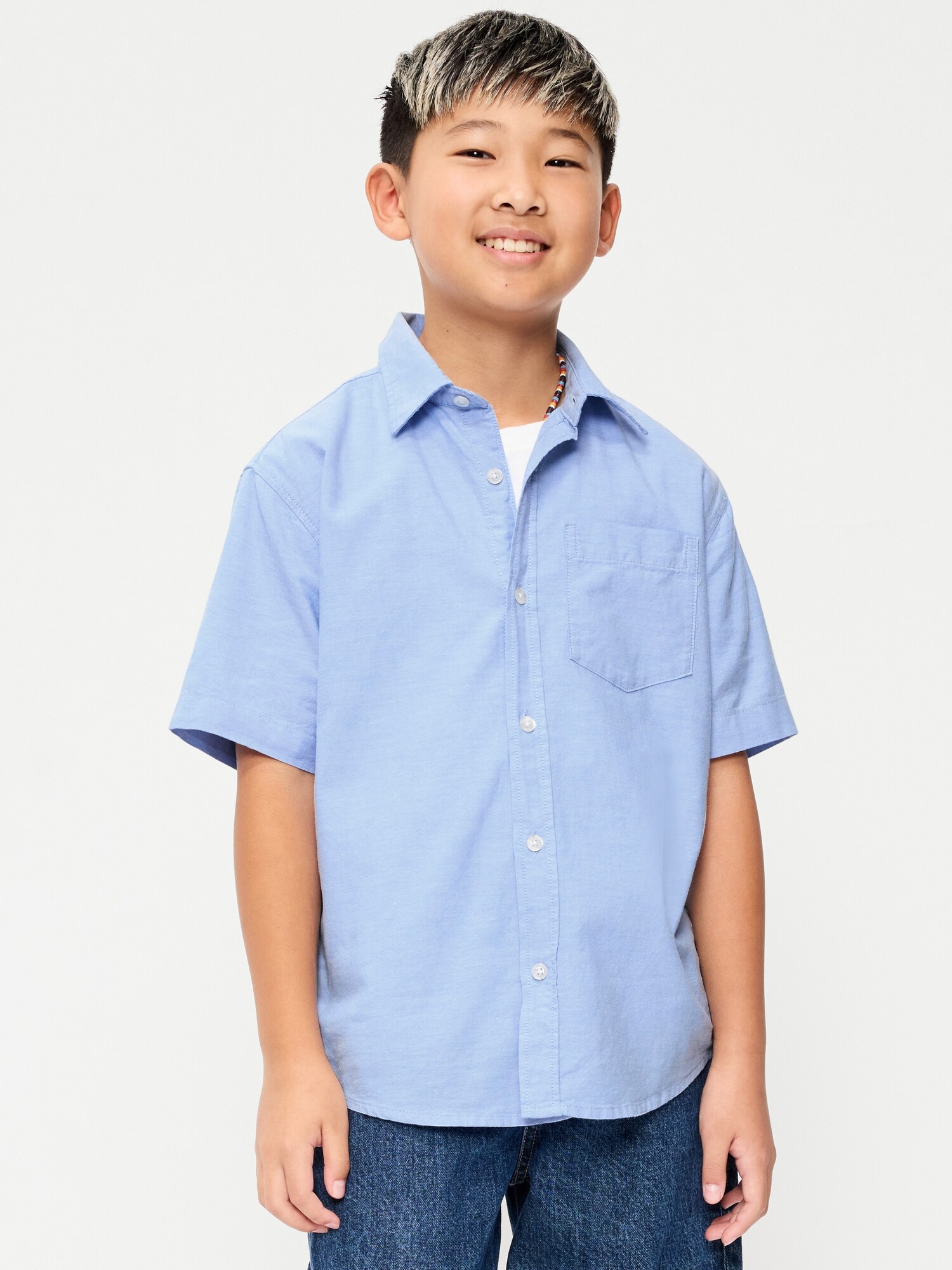 Рубашка Old Navy Short-Sleeve Pocket Oxford Shirt для мальчиков, цвет: Синий