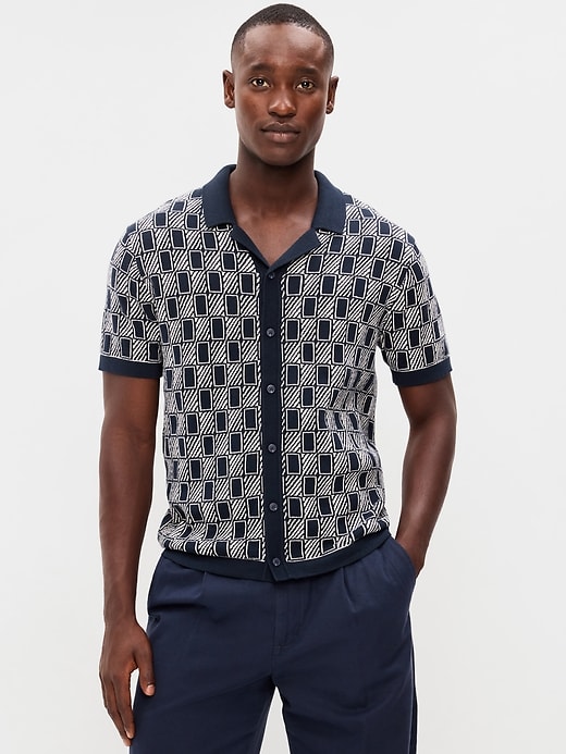 Image number 1 showing, Short-Sleeve Sweater Shirt