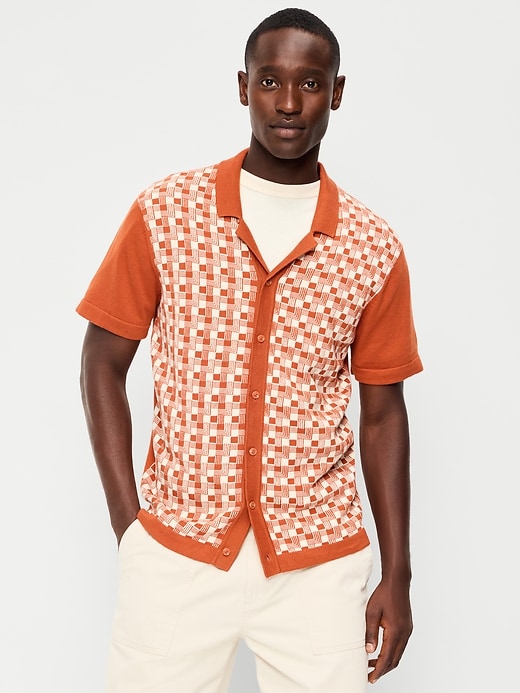 Image number 1 showing, Short-Sleeve Sweater Shirt