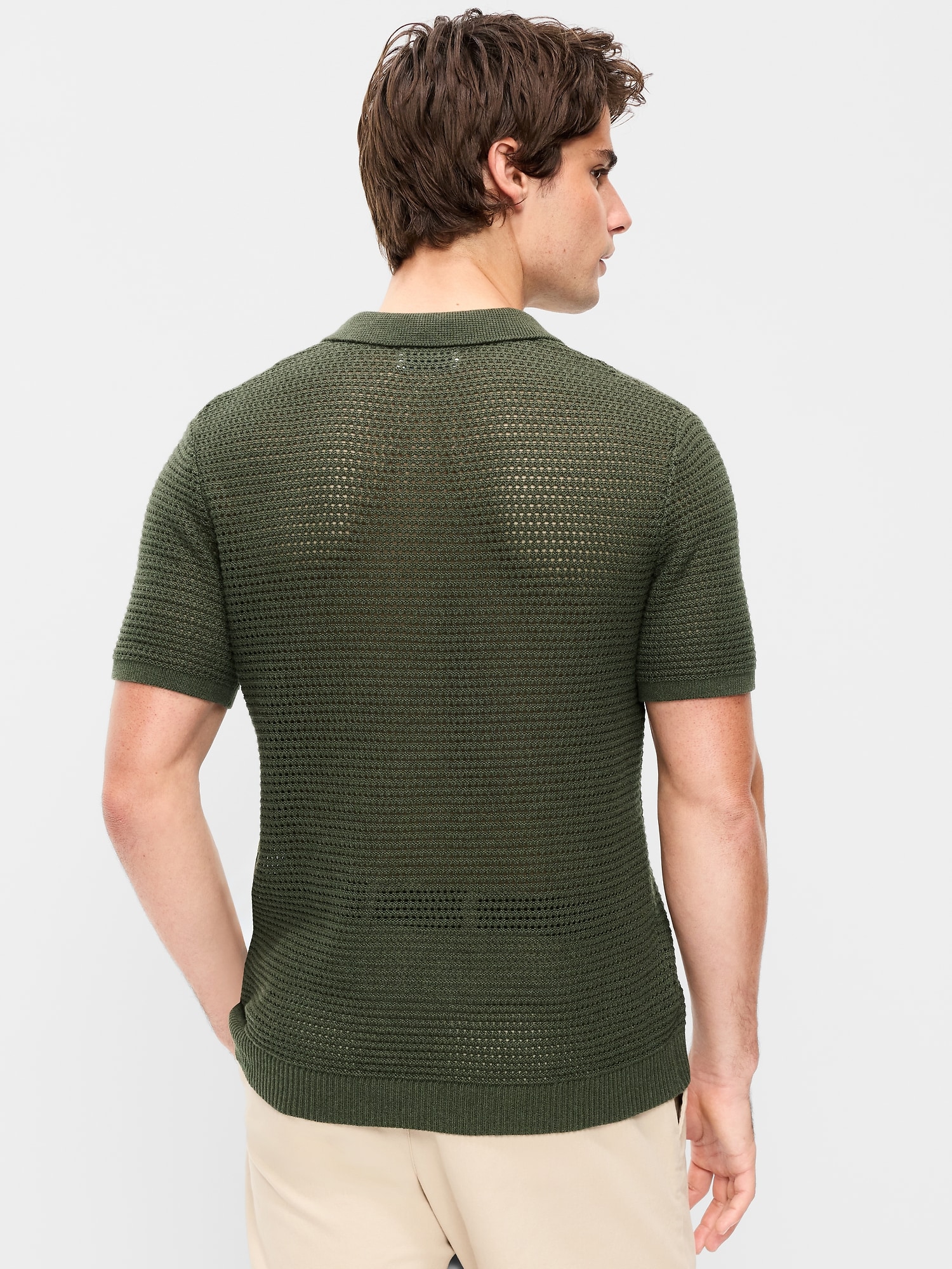 Short-Sleeve Polo Sweater