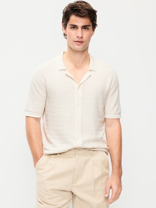 Image number 1 showing, Short-Sleeve Sweater Shirt