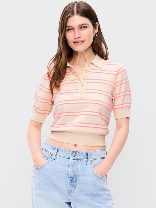 Image number 1 showing, SoSoft Lite Short-Sleeve Cropped Polo