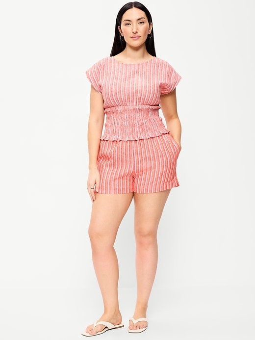 Image number 3 showing, High-Waisted Linen-Blend Shorts -- 3.5-inch inseam