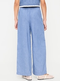 Image number 2 showing, Lace-Trim Chambray Pants for Girls