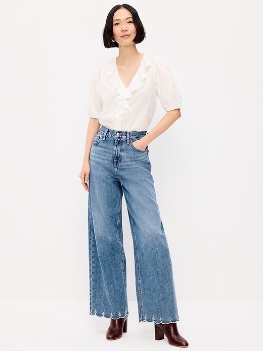 Image number 1 showing, High-Waisted Baggy Wide-Leg Jeans