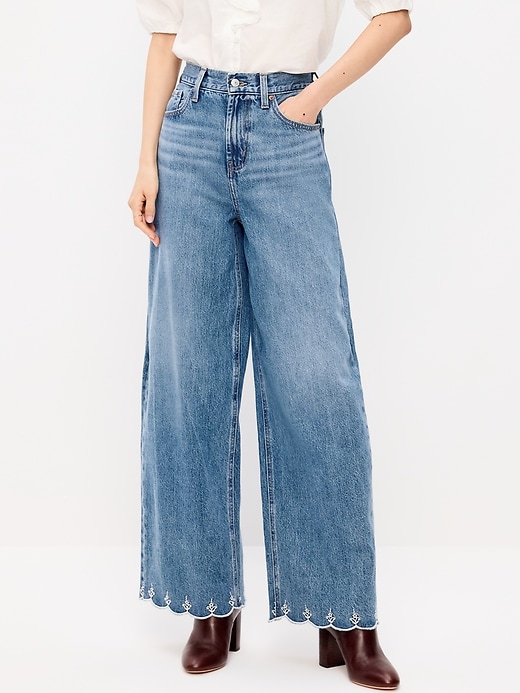 Image number 2 showing, High-Waisted Baggy Wide-Leg Jeans