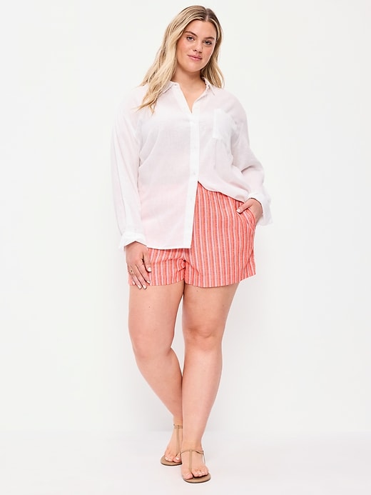 Image number 5 showing, High-Waisted Linen-Blend Shorts -- 3.5-inch inseam