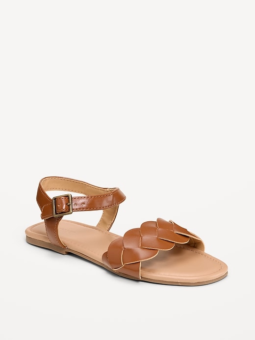 Image number 1 showing, Faux-Leather Braided-Strap Sandals for Girls