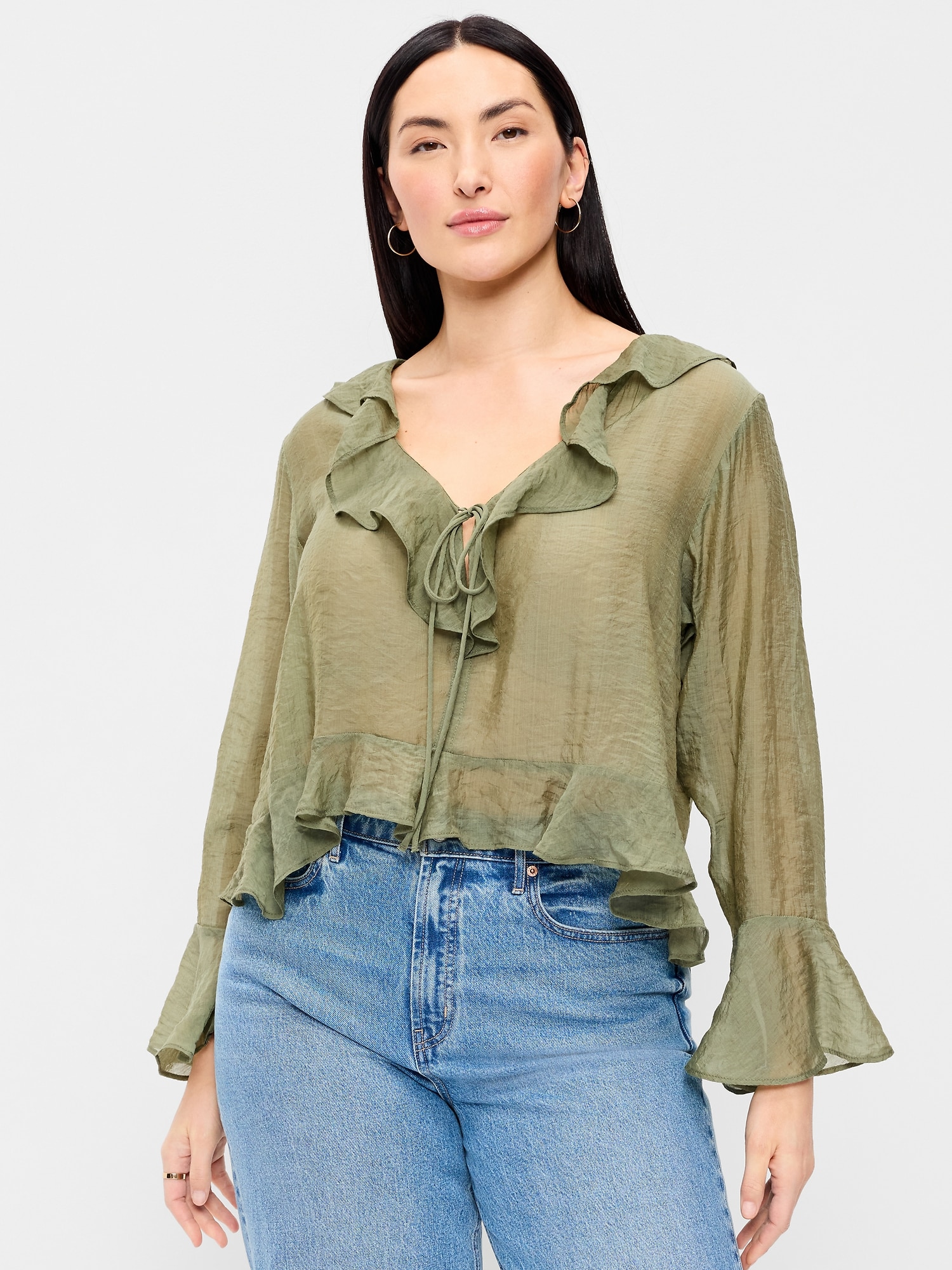 Bell-Sleeve Ruffle Top