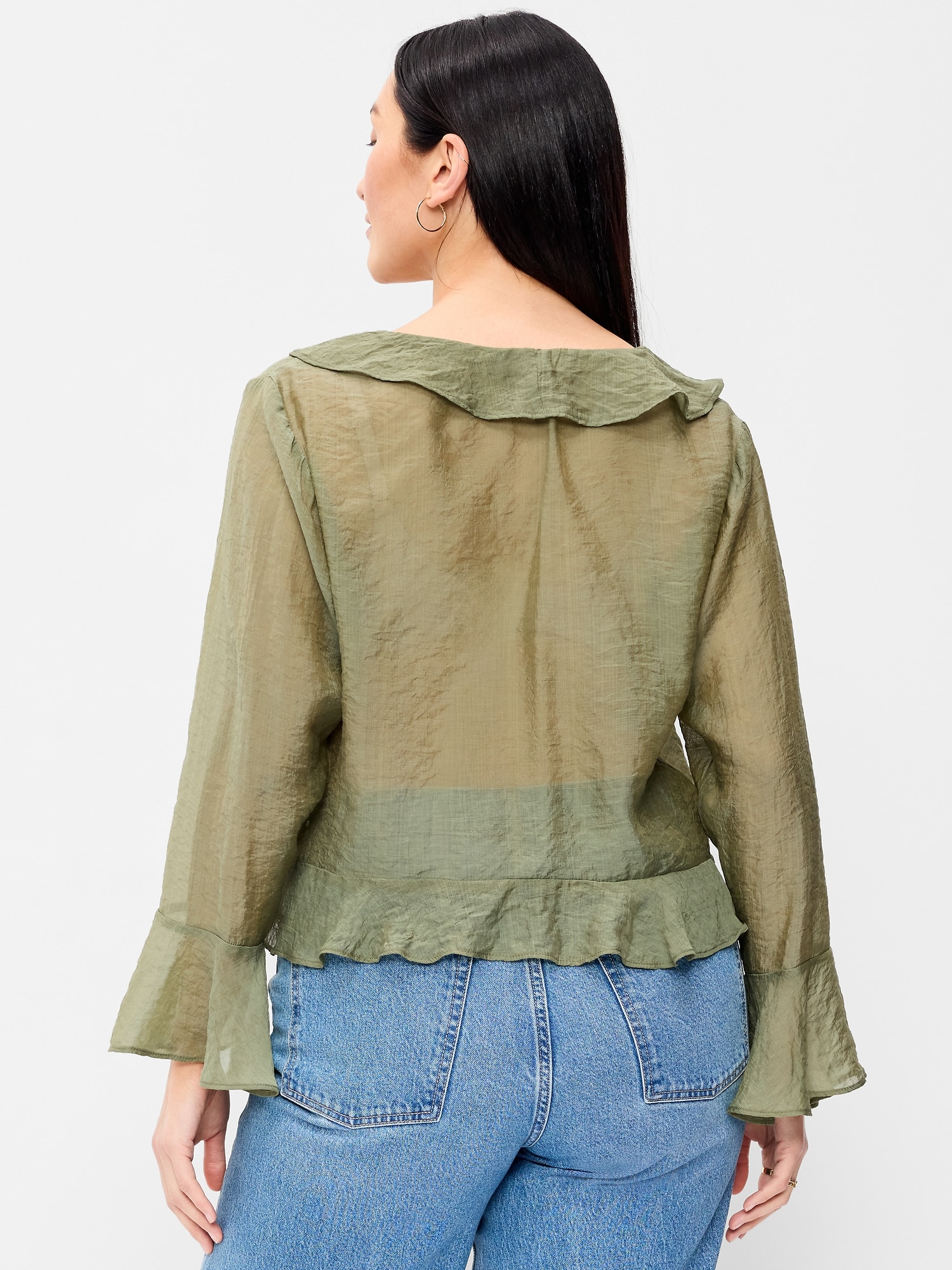 Bell-Sleeve Ruffle Top