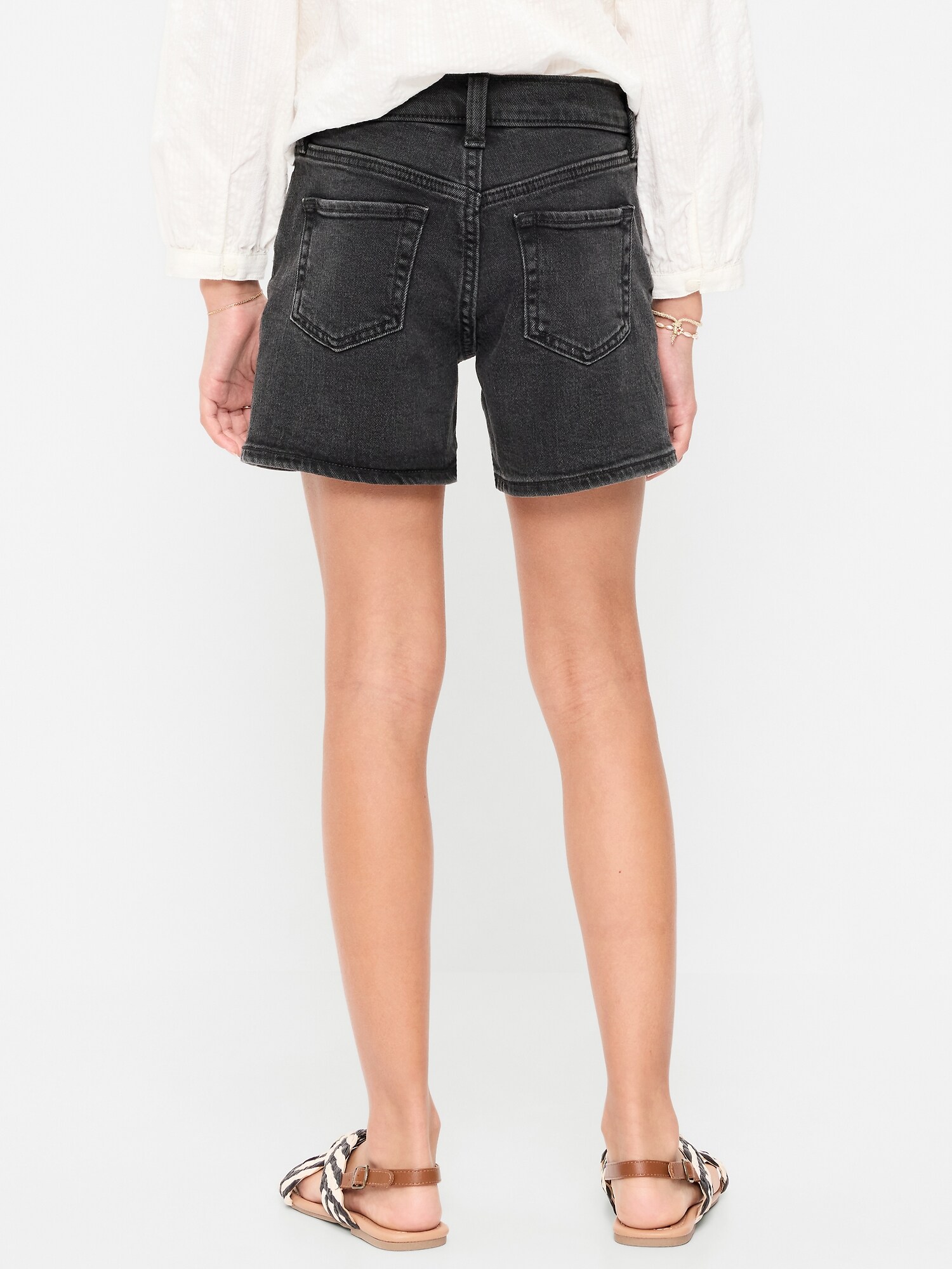 Шорты Old Navy High-Waisted Hearts Jean Midi Shorts для девочек, цвет: Чёрный варёный — фото 2