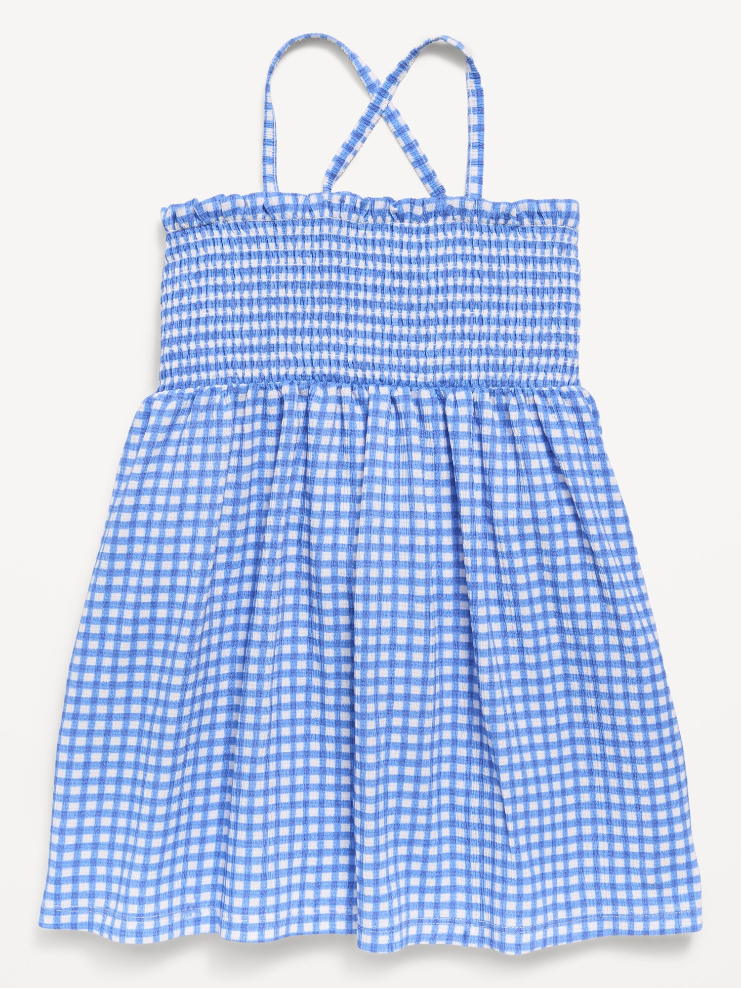 Платье Old Navy Sleeveless Smocked Dress для девочек-малышей, цвет: Синий в мелкую клетку — фото 3