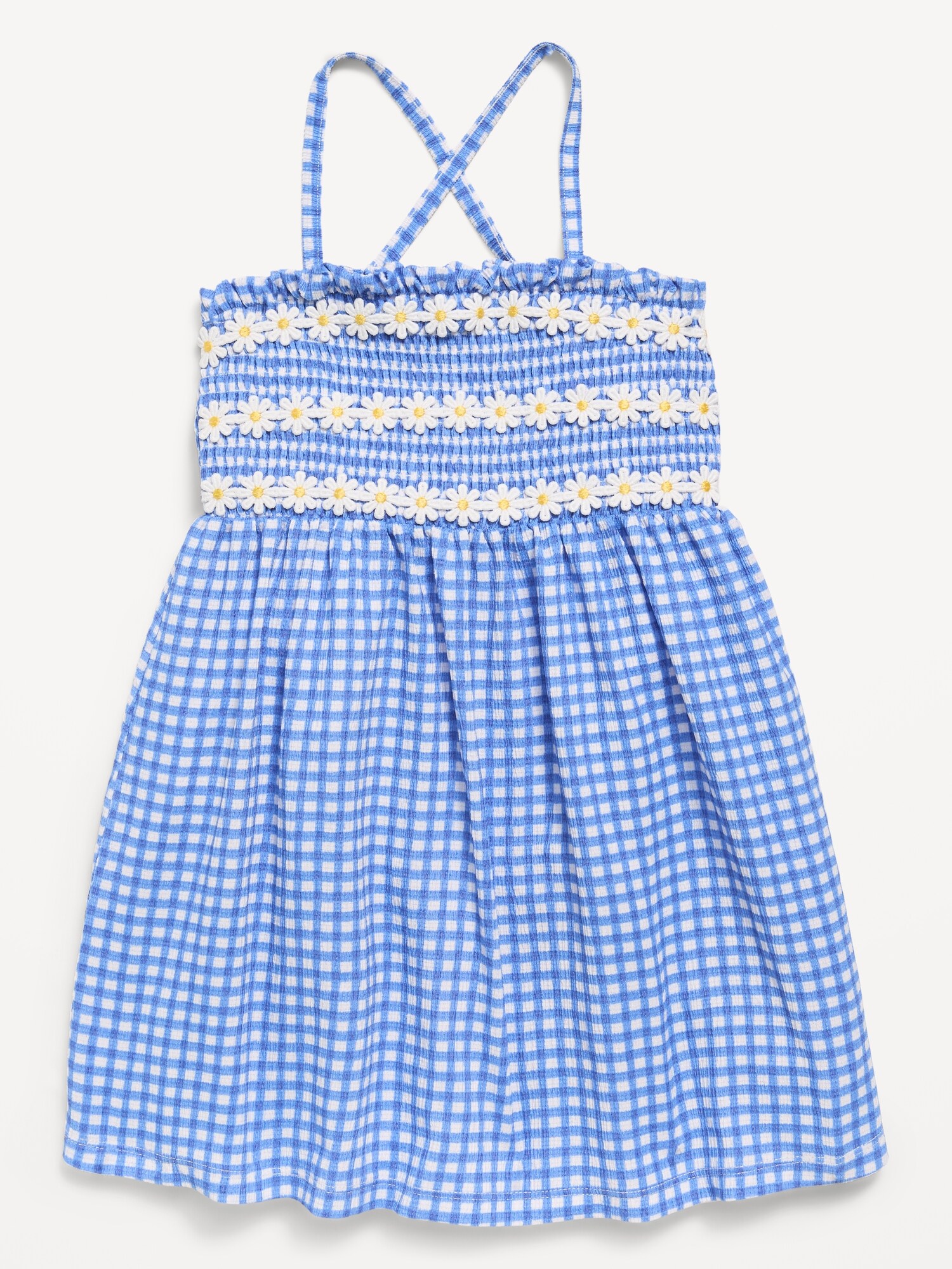 Платье Old Navy Sleeveless Smocked Dress для девочек-малышей, цвет: Синий в мелкую клетку — фото 2