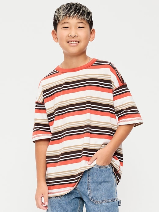 Oversized Short-Sleeve Striped T-Shirt for Boys