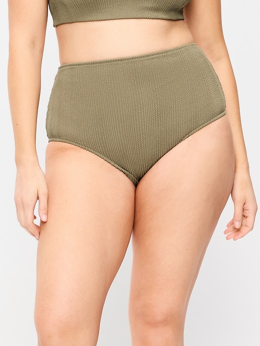Image number 5 showing, High-Waisted Ribbed Bikini Swim Bottoms