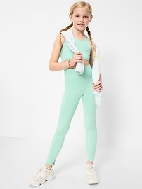 Image number 3 showing, Fitted High-Waisted 7/8-Length Seamless Performance Leggings for Girls