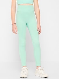 Image number 1 showing, Fitted High-Waisted 7/8-Length Seamless Performance Leggings for Girls
