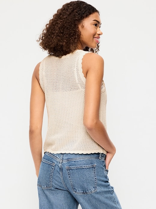 Image number 2 showing, Sleeveless Crochet Button-Front Tank Top