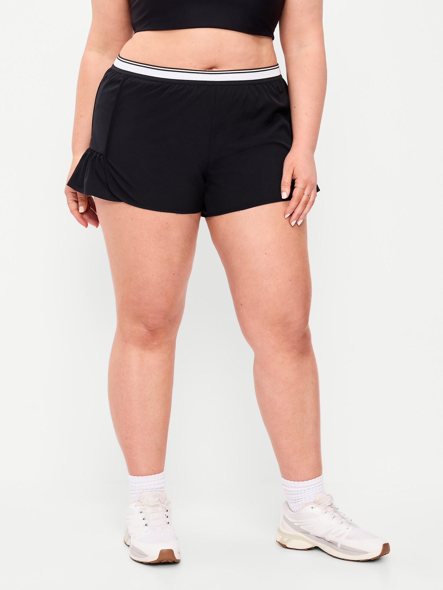 Женские шорты Old Navy Mid-Rise StretchTech Run Shorts -- 3-inch inseam, цвет: Чёрный — фото 6