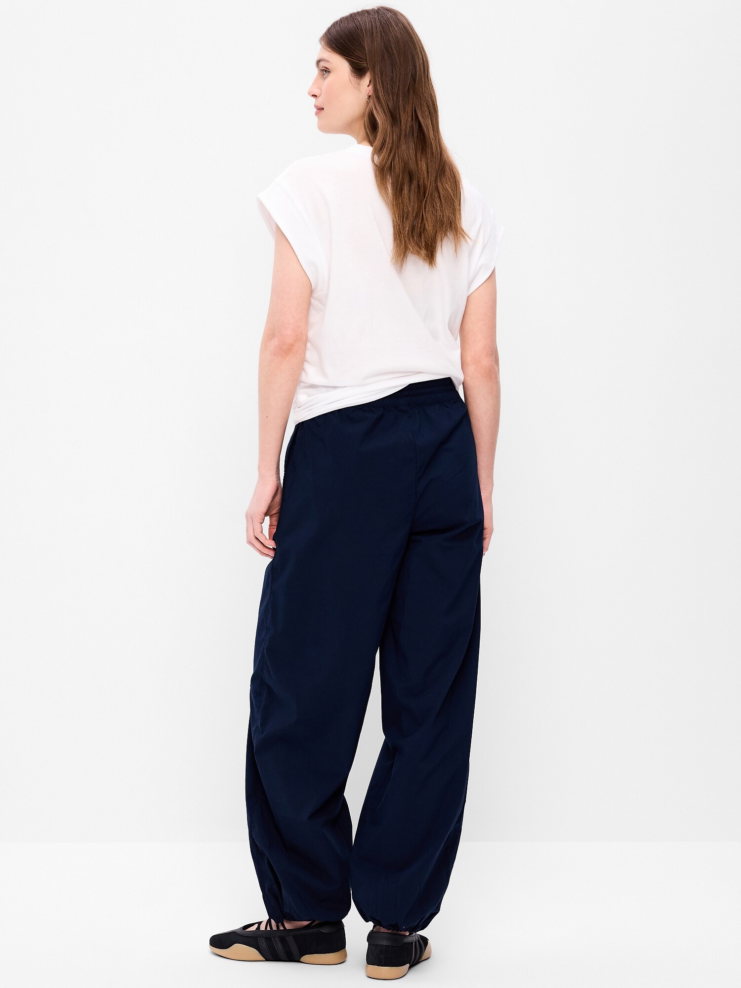 Женские брюки Old Navy Lightweight Pull-On Poplin Balloon, цвет: Тёмно-синий — фото 3