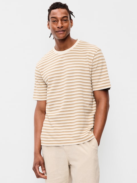 Textured-Knit Striped T-Shirt