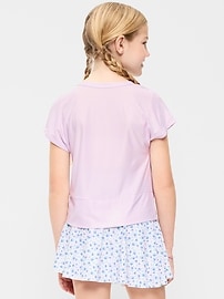 Image number 2 showing, CloudMotion Short-Sleeve Front-Knot T-Shirt for Girls
