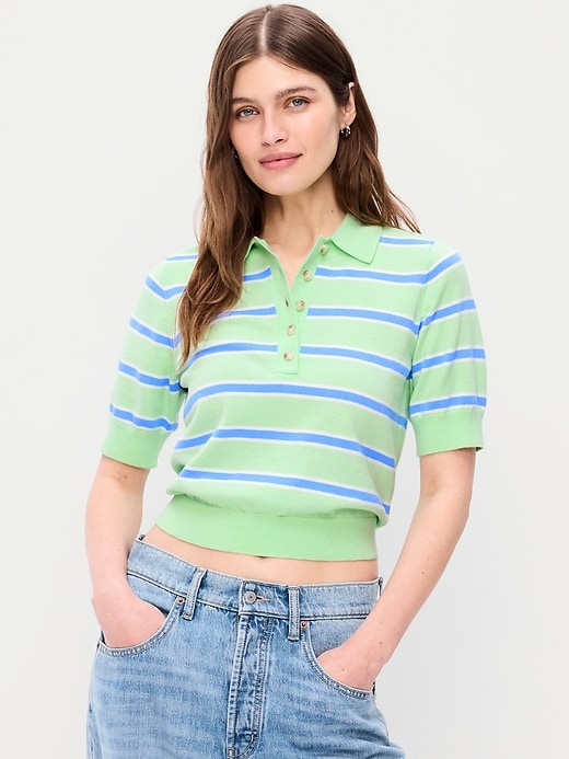 Image number 1 showing, SoSoft Lite Short-Sleeve Cropped Polo