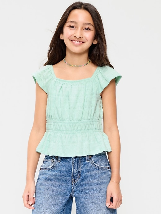 Image number 1 showing, Ruffled Smocked Top for Girls