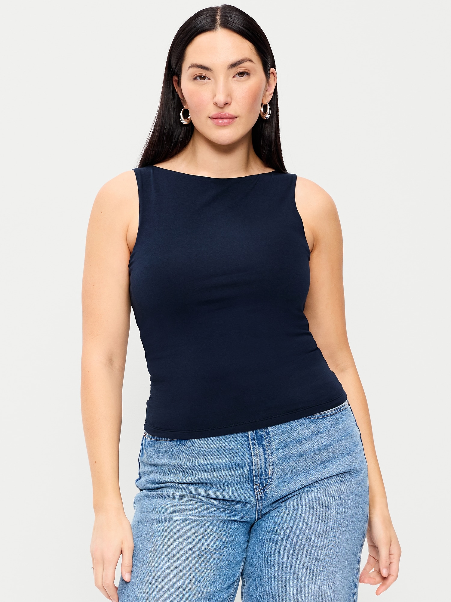 Hug Double-Layer Boat-Neck Top