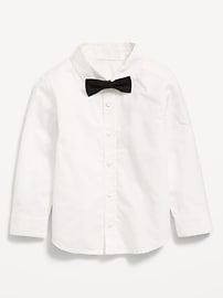 Image number 1 showing, Long-Sleeve Bow-Tie Poplin Shirt for Toddler Boys