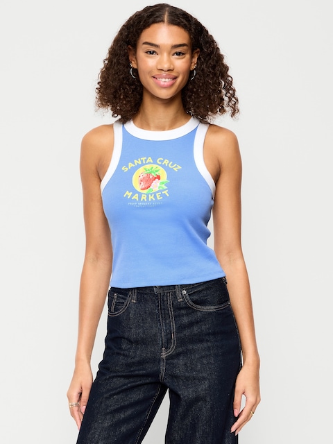 Graphic Snug Crop Tank Top