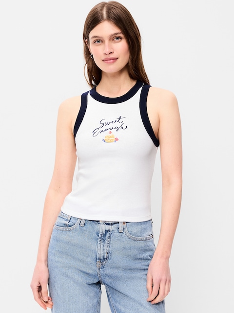 Graphic Snug Crop Tank Top