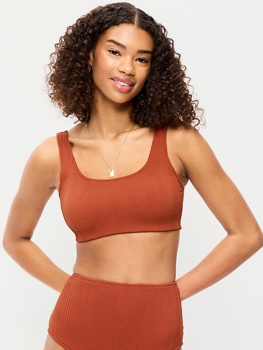 Image number 1 showing, Ribbed Scoop-Neck Swim Top