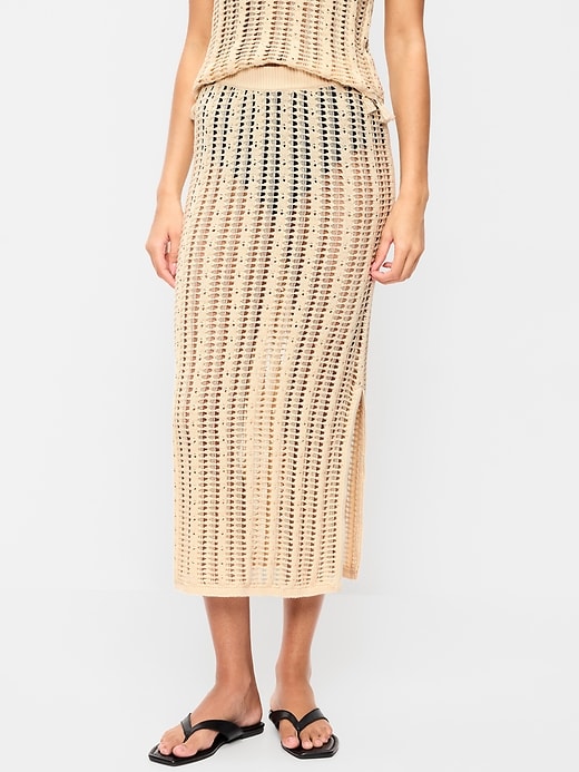 Image number 2 showing, Open-Weave Column Maxi Skirt