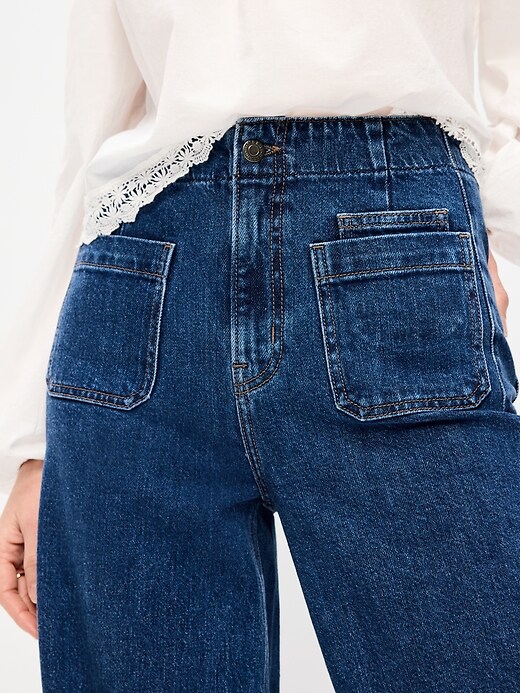 Image number 5 showing, Extra High-Waisted Cuffed Wide-Leg Jeans