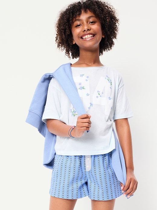 Image number 3 showing, Printed Twill Boxer Shorts for Girls