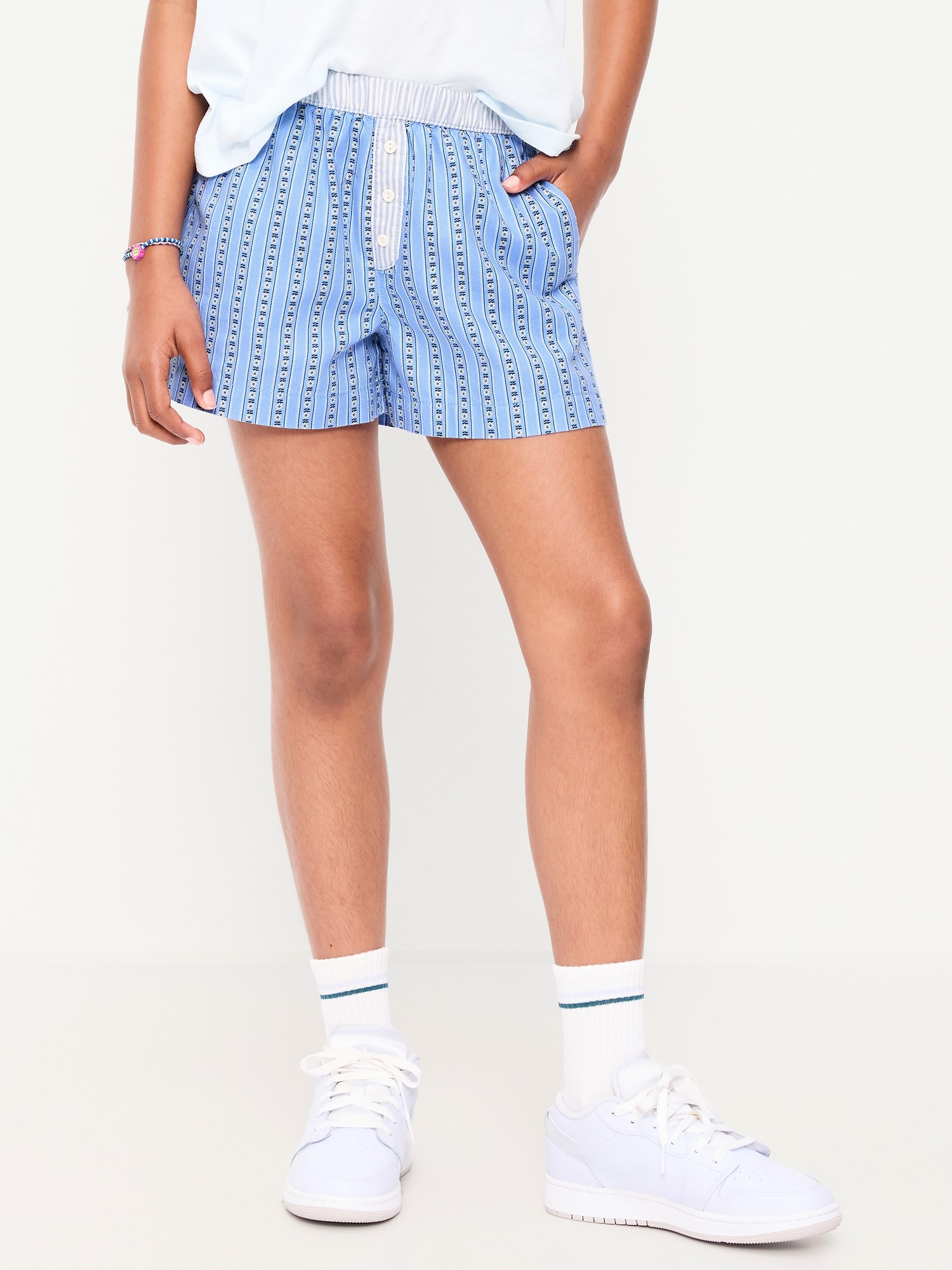 Printed Twill Boxer Shorts for Girls