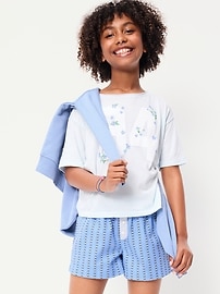 Image number 3 showing, Printed Twill Boxer Shorts for Girls