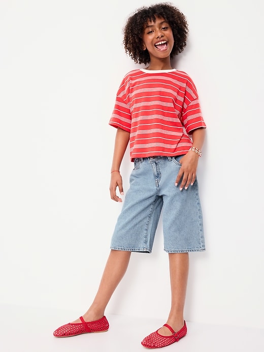 Image number 3 showing, Baggy Crossover Jean Shorts for Girls