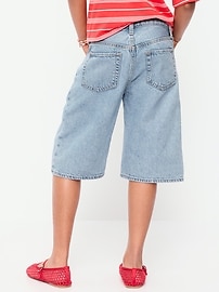 Image number 2 showing, Baggy Crossover Jean Shorts for Girls