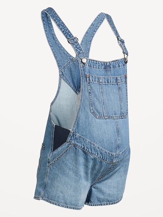 Image number 4 showing, Maternity Side-Panel Jean Shortalls