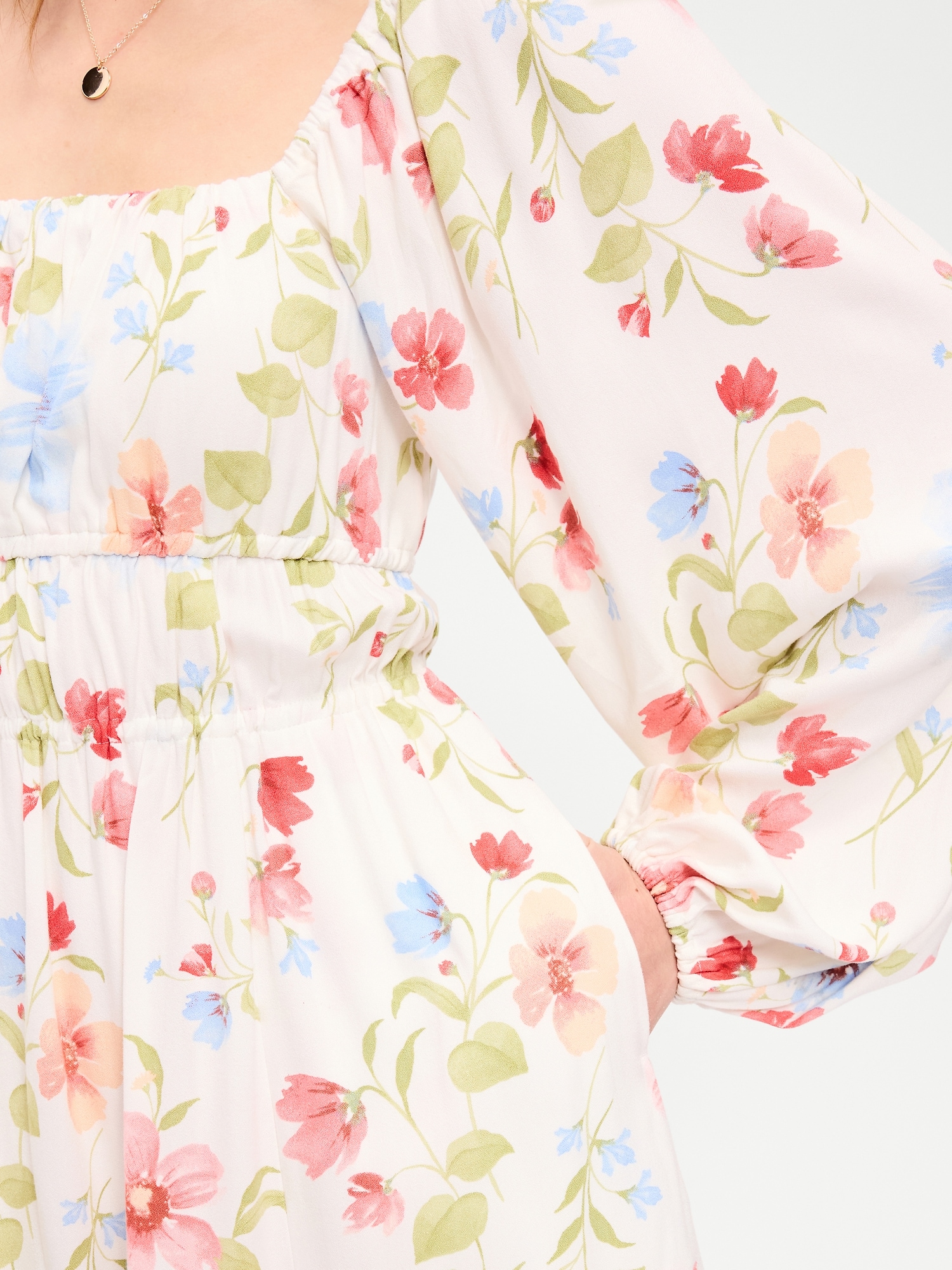 Long-Sleeve Crepe Mini Dress