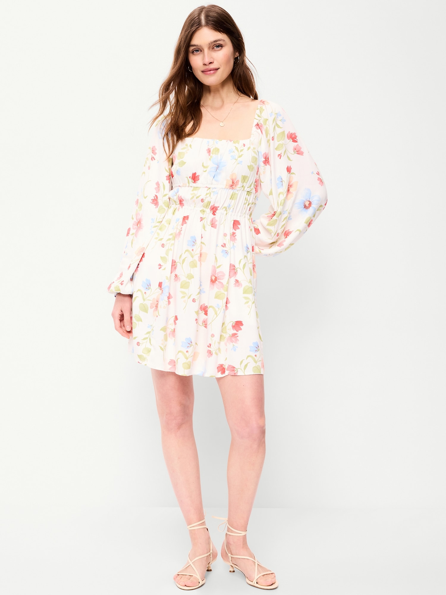 Long-Sleeve Crepe Mini Dress