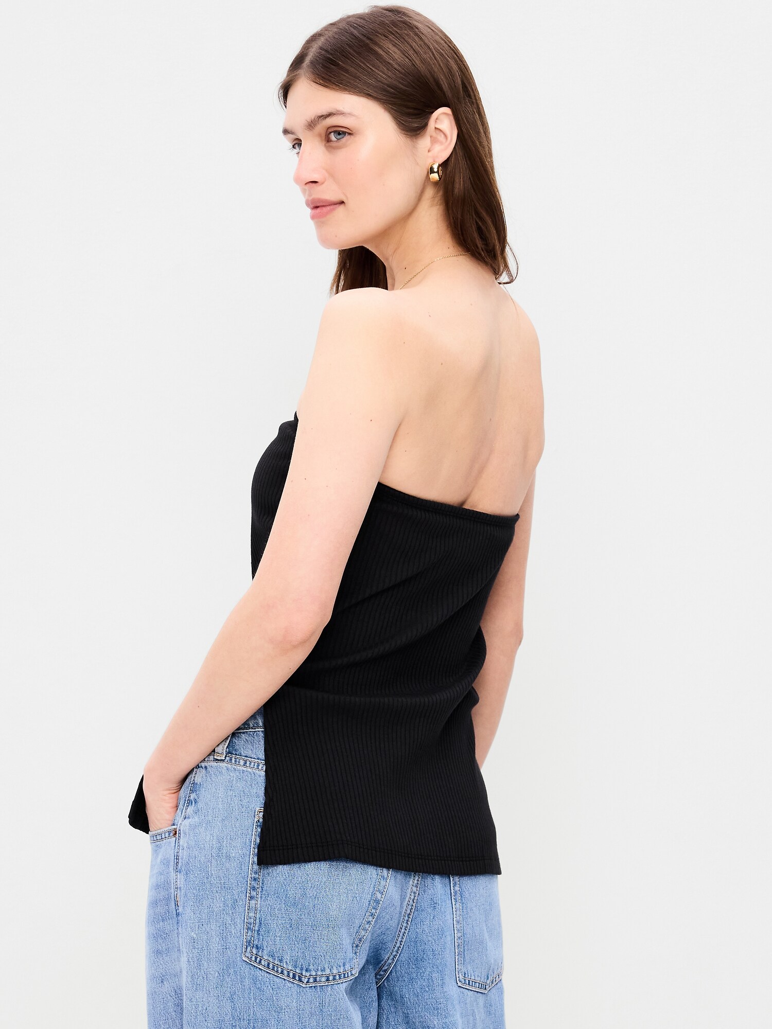 Женский топ Old Navy Asymmetrical Tube Top, цвет: Чёрный — фото 2