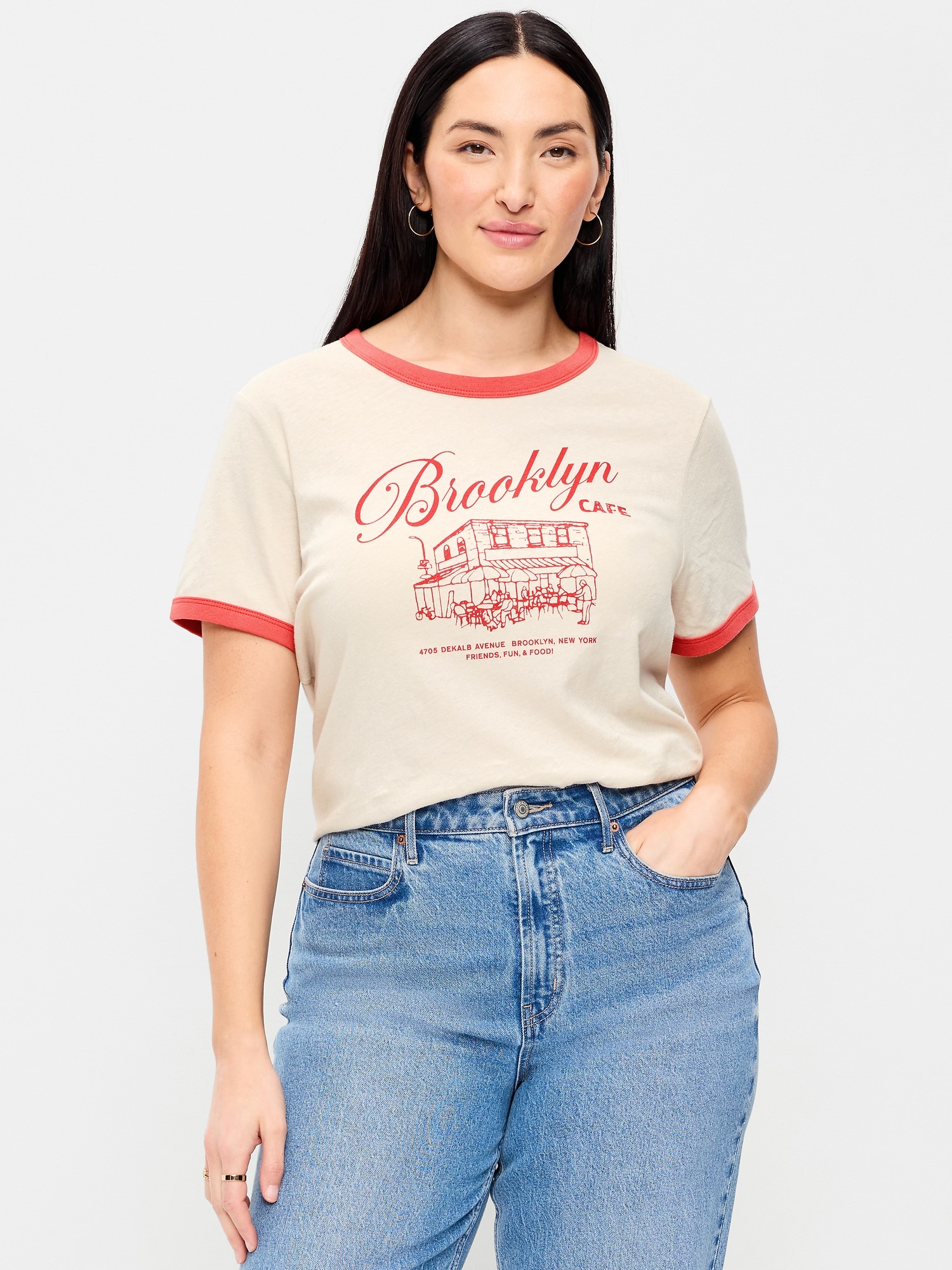 EveryWear Crew-Neck Graphic Ringer T-Shirt