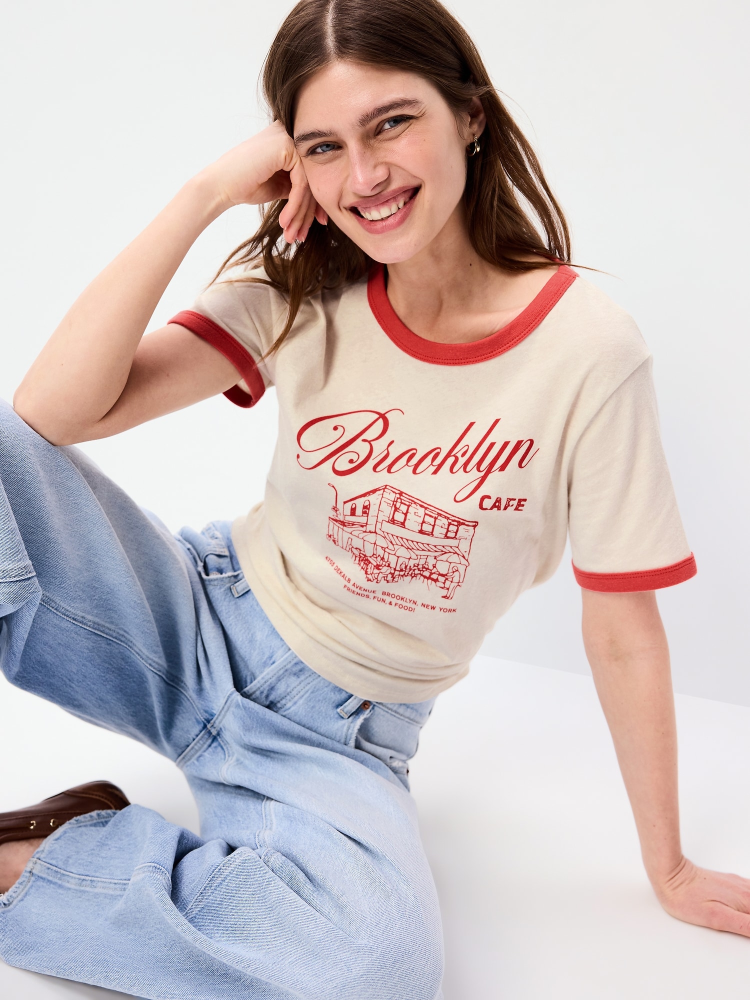 EveryWear Crew-Neck Graphic Ringer T-Shirt