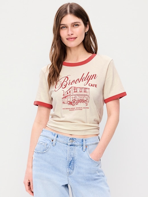 Image number 1 showing, EveryWear Crew-Neck Graphic Ringer T-Shirt