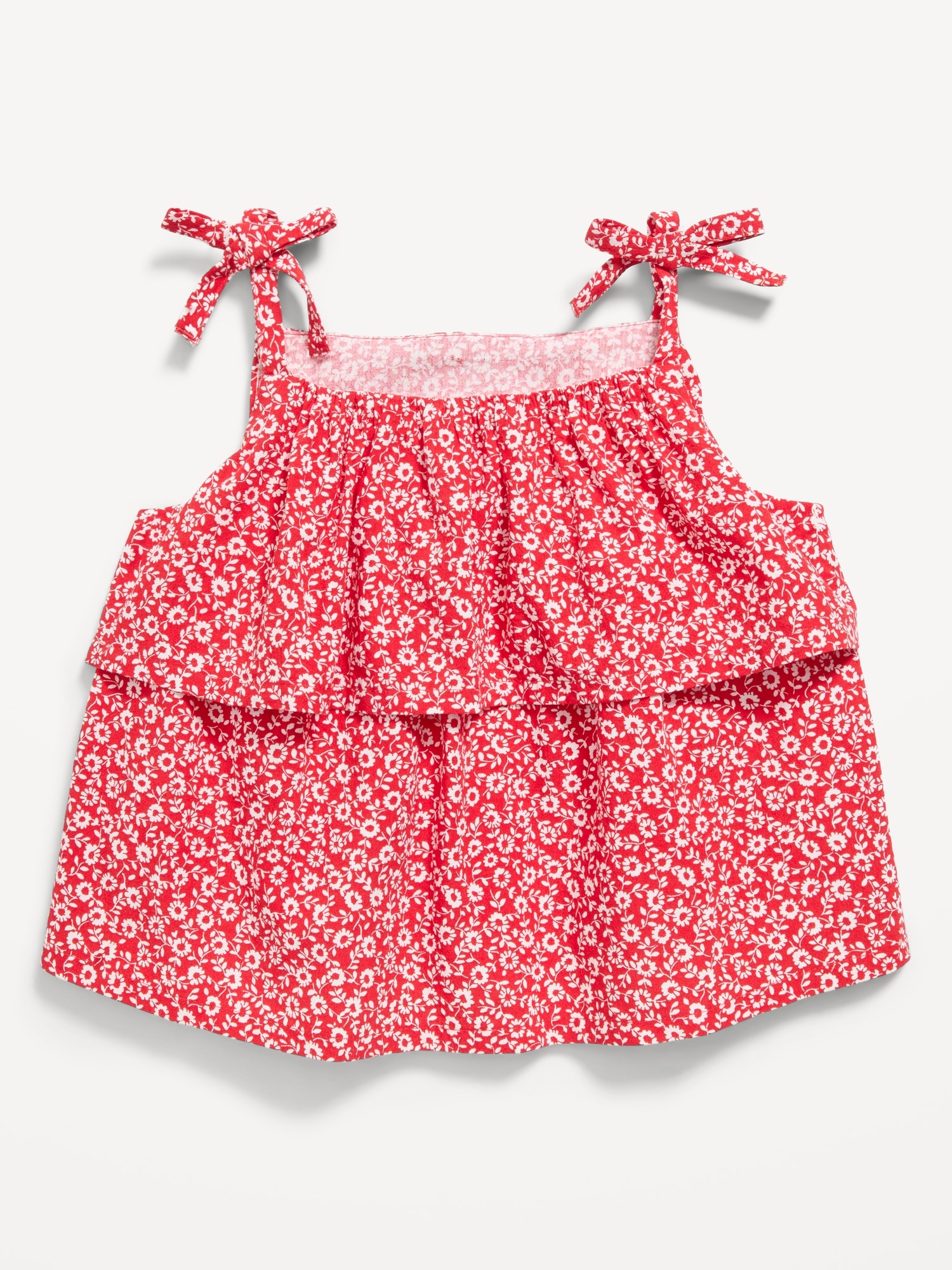 Printed Sleeveless Crinkle Tie-Strap Top for Toddler Girls